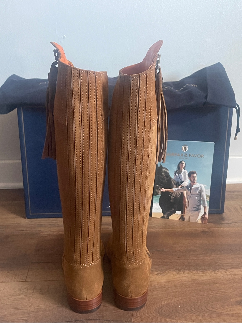 New Fairfax And Favor Tan Suede Regina Tall Riding Boots Size 37 — image 6 of 8